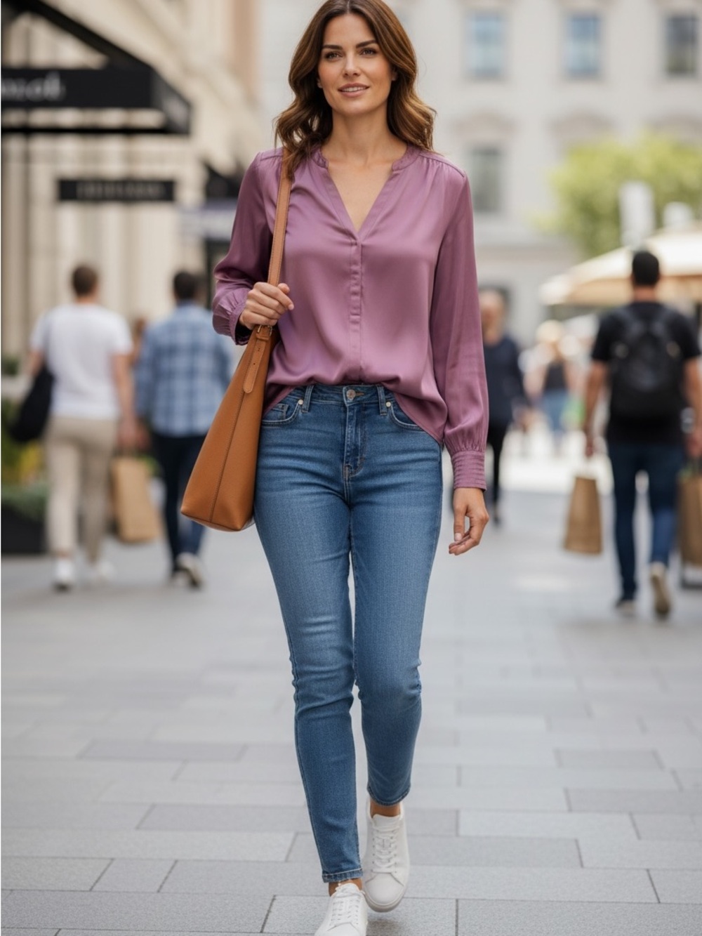 Tommy Bahama Women's Dark Plum V-Neck Long-Sleeve Blouse | L